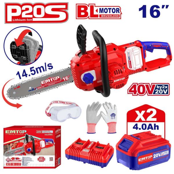 Tronçonneuse à batterie Scie à chaine sans fil EMTOP ELGA401682