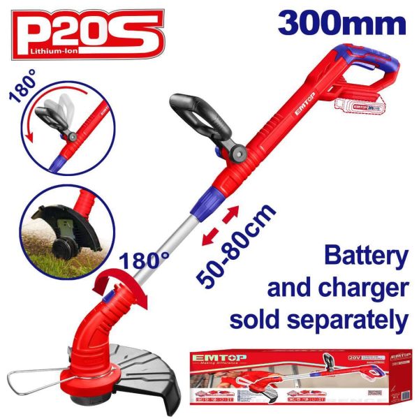 Coupe herbe sans fil 300MM EMTOP ELGT20018
