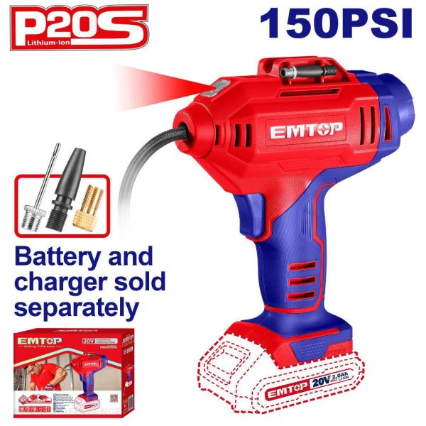 Compresseur d'air automatique sans fil EMTOP ELAC2018